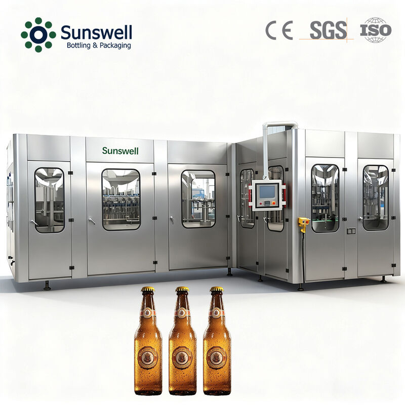 3-in-1 Automatic Glass Bottle Filling Machine for Beer Carbonated Drinks